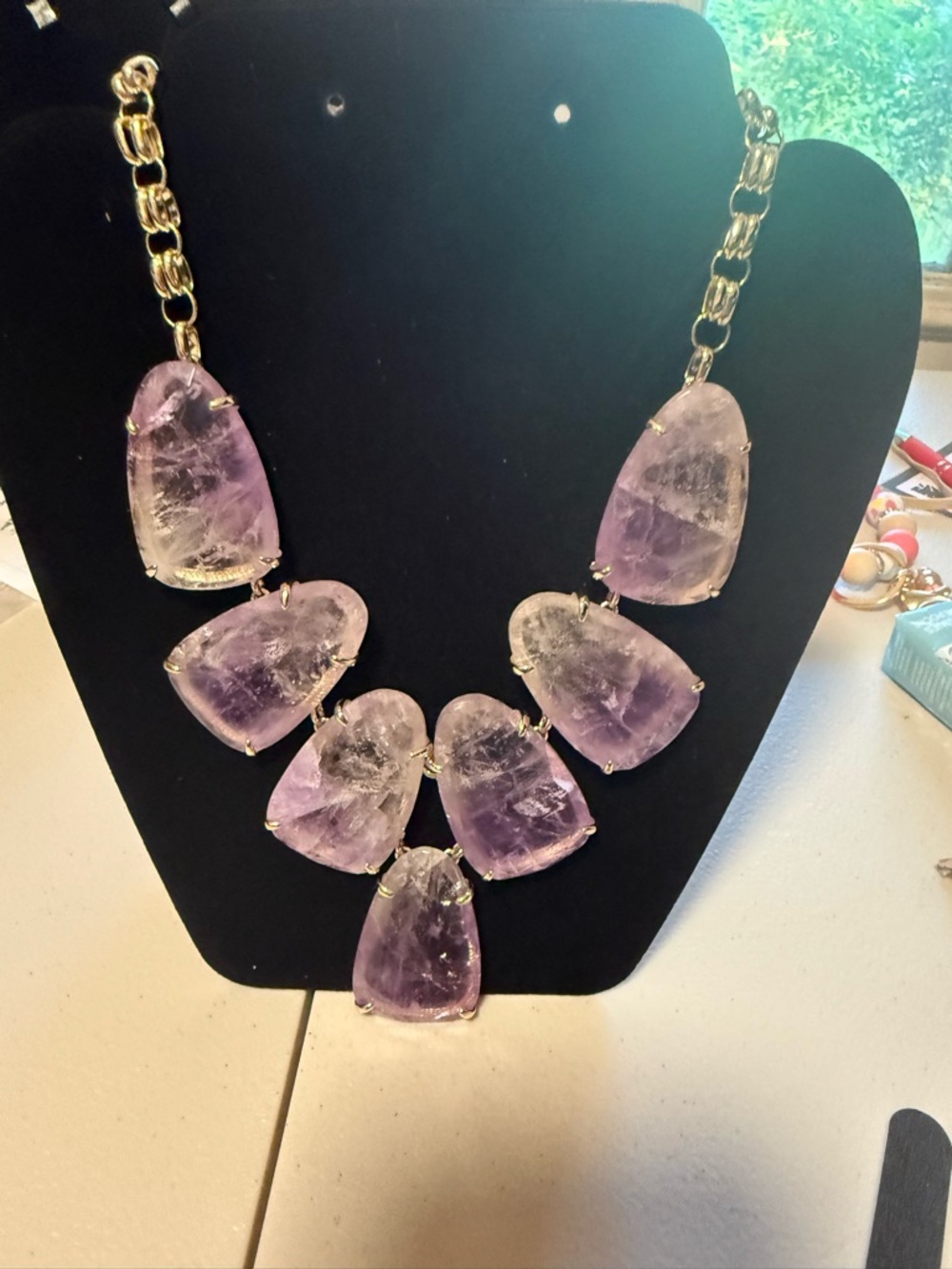 Kendra Scott Amethyst-Tone Harlow Statement Necklace with 14k gold plated Chain